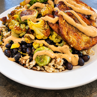 Vegan Bowl, Black Beans, Chipotle Tahini,Shredded Cabbage