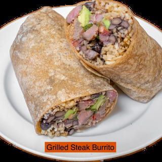Carne Asada Burrito Mexican Brown Rice, Black Beans, Pico de Gallo, Avocado Hummus