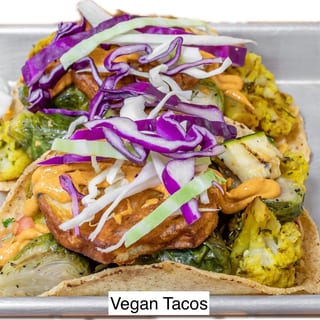 Vegan Veggies Tacos, Corn Tortillas, Mexican Brown Rice, Black Beans